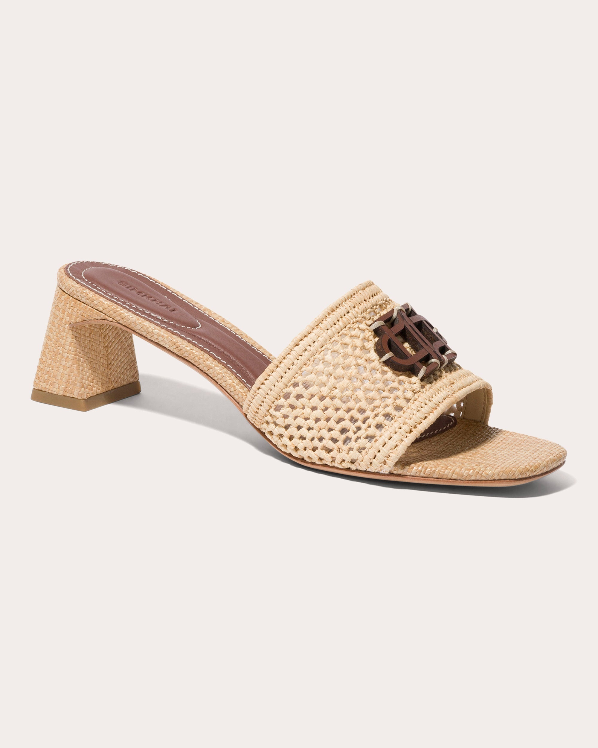 Sydney Monogram Raffia Block-Heel Sandal - 2