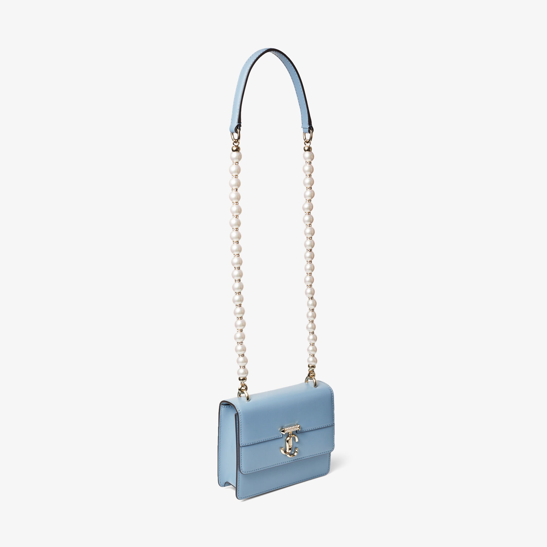 Varenne Quad XS
Smoky Blue Box Leather Shoulder Bag with Pearl Strap - 7