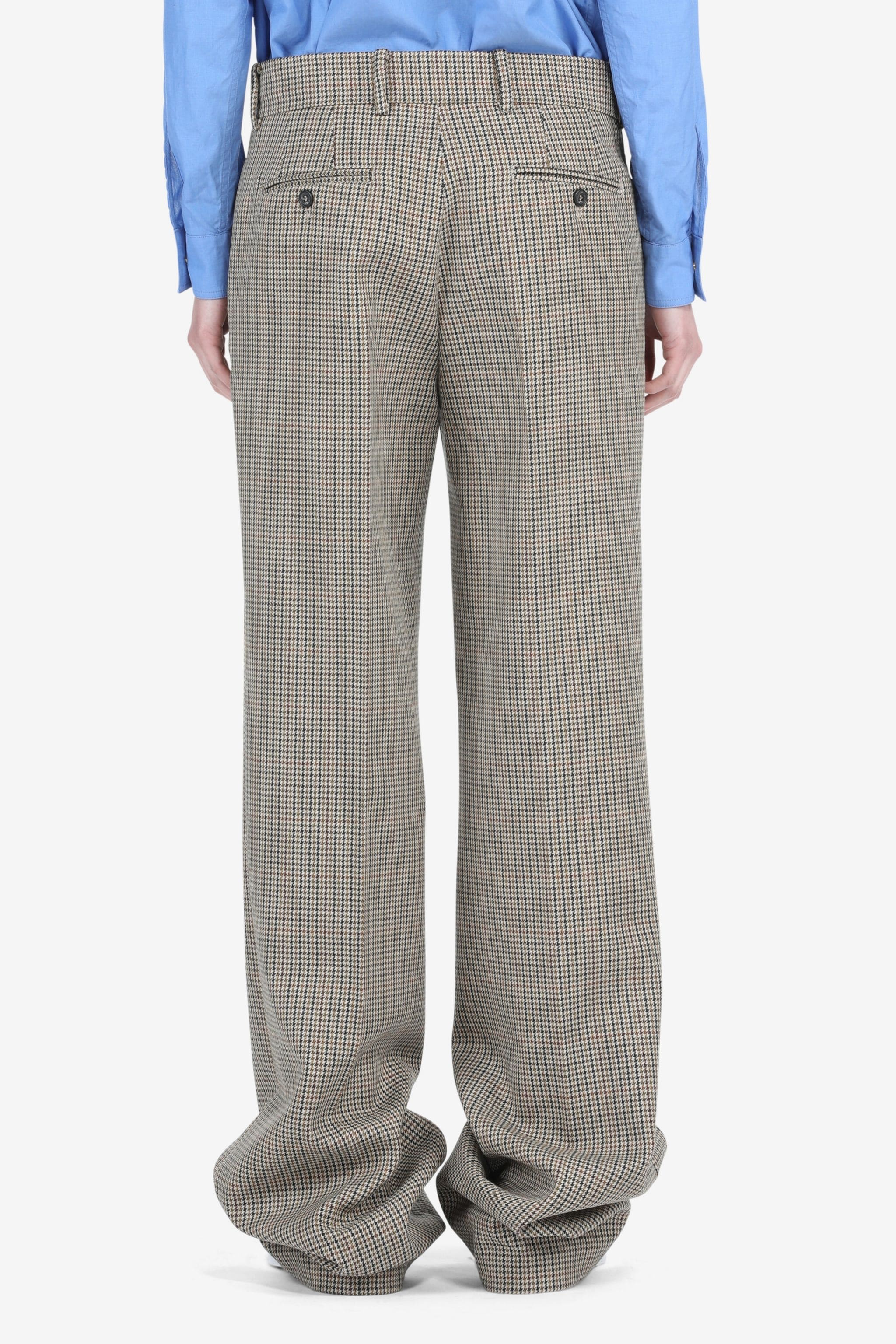 CHECKED WIDE-LEG TROUSERS - 2
