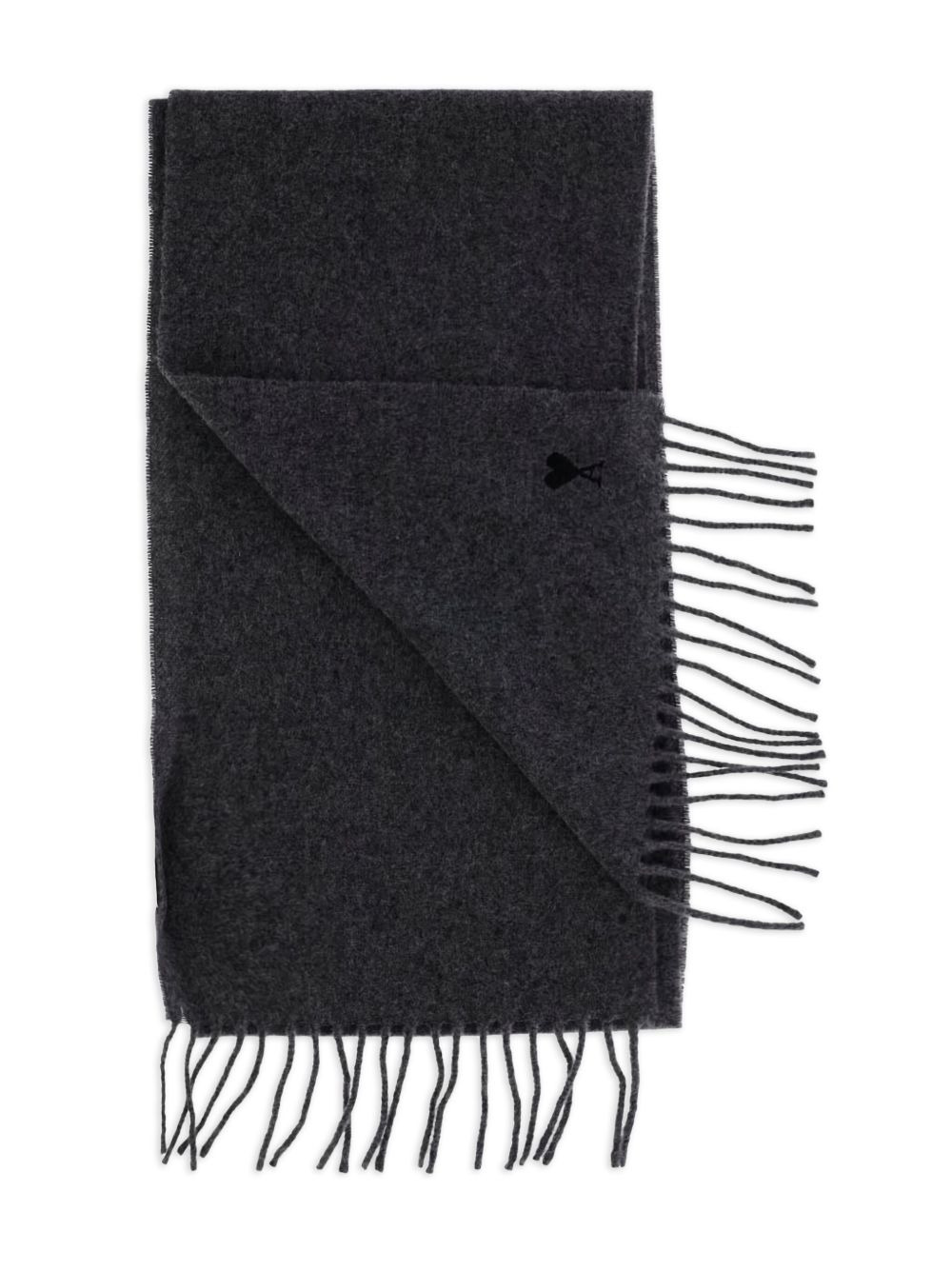 logo-embroidered fringed scarf - 3