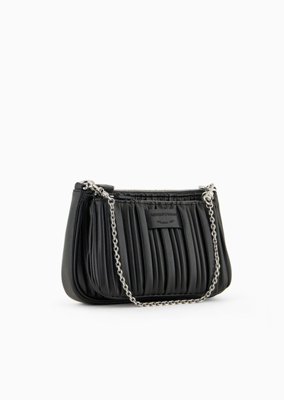 EMPORIO ARMANI ASV double mini shoulder bag in pleated, recycled faux nappa leather outlook