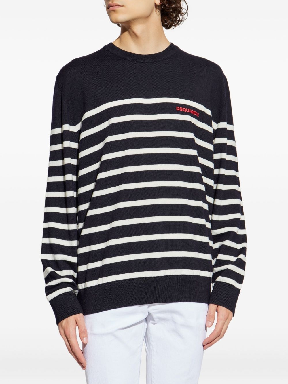 logo-detail striped sweater - 3