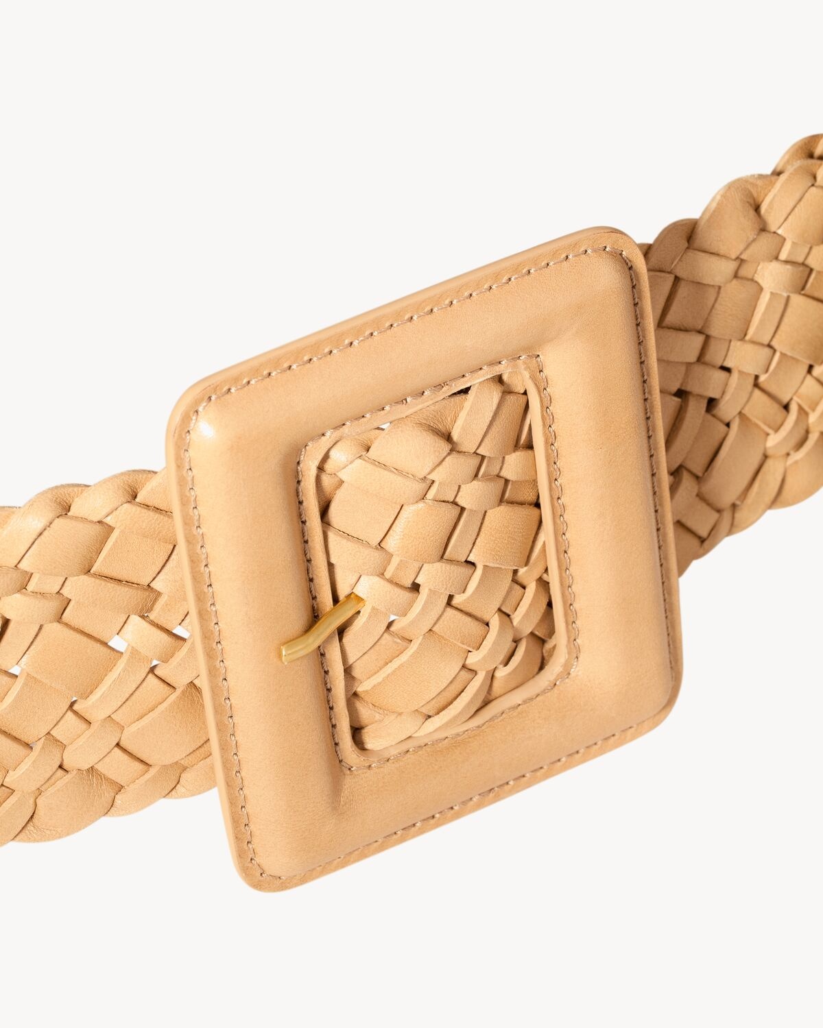 COVERED BUCKLE WIDE BELT IN WOVEN LEATHER - 3