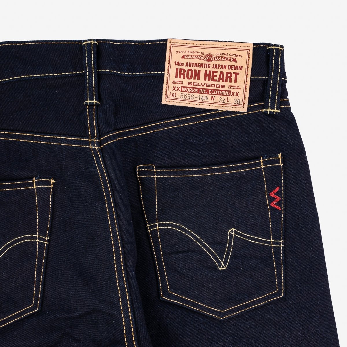 IH-666S-142ib-c 14oz Selvedge Denim Slim Straight Cut Jeans - Indigo/Black - 6