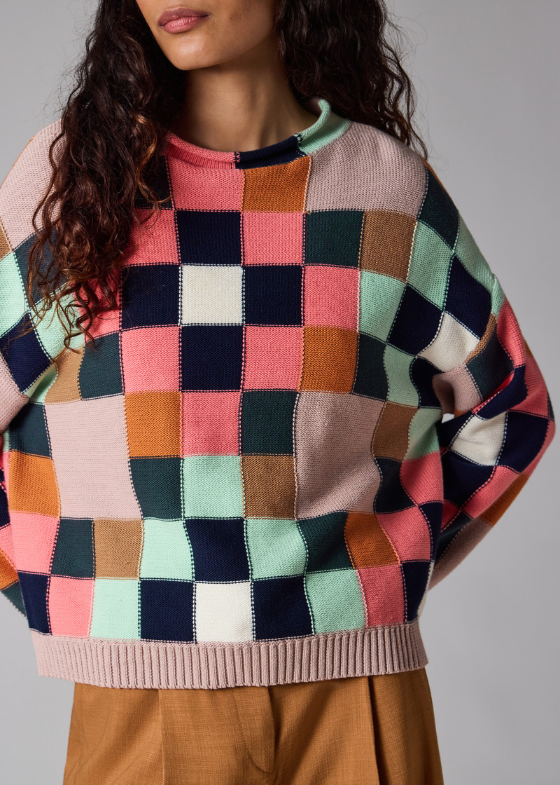 Women's Geometric Square Knitted Sweater 7