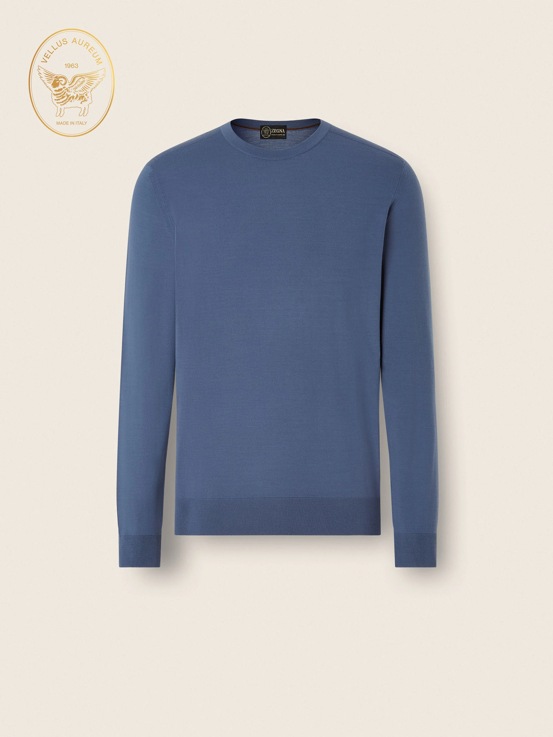 LIGHT BLUE VELLUS AUREUM CREWNECK - 1