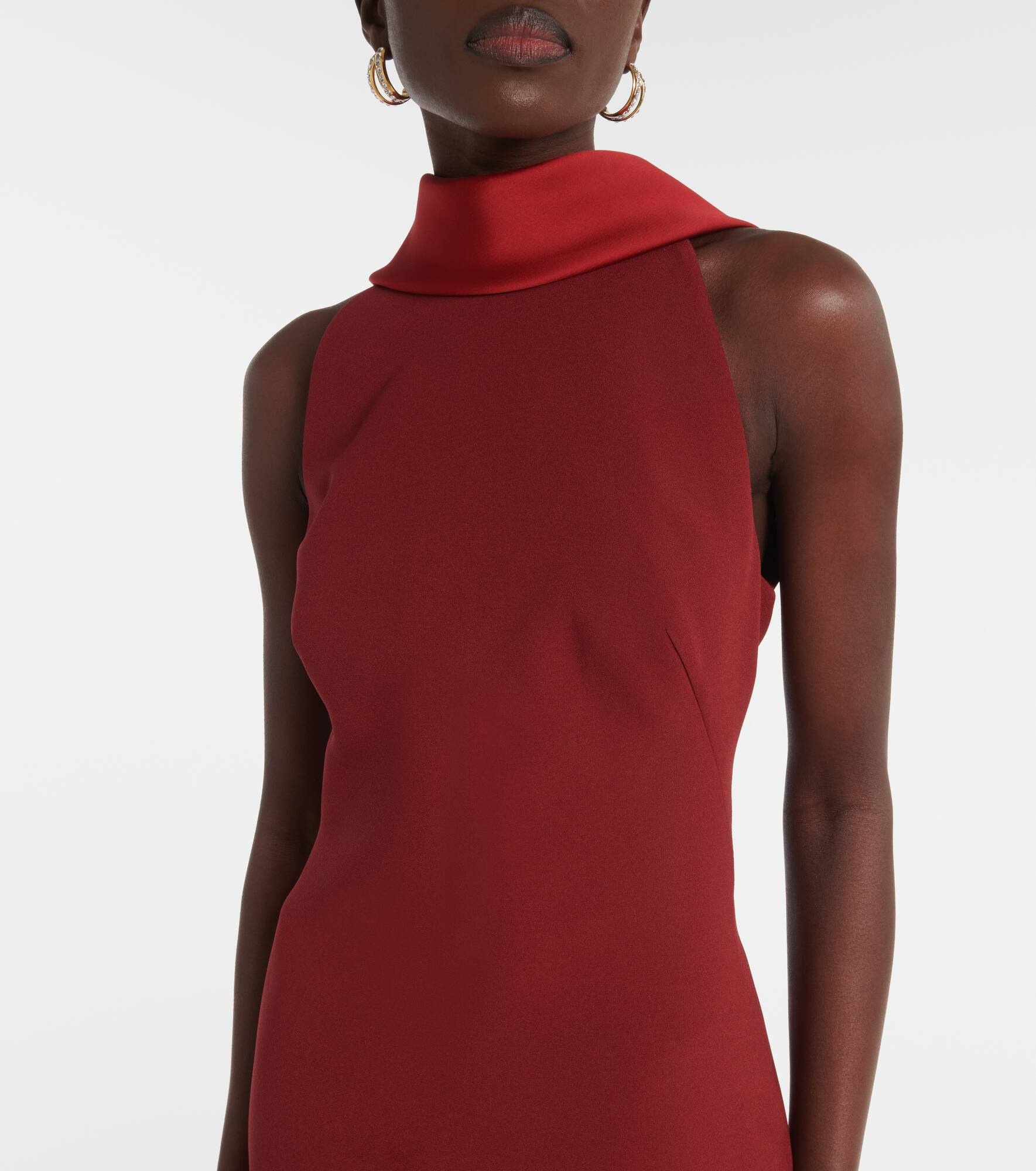 Holliana satin-trimmed crêpe gown - 4