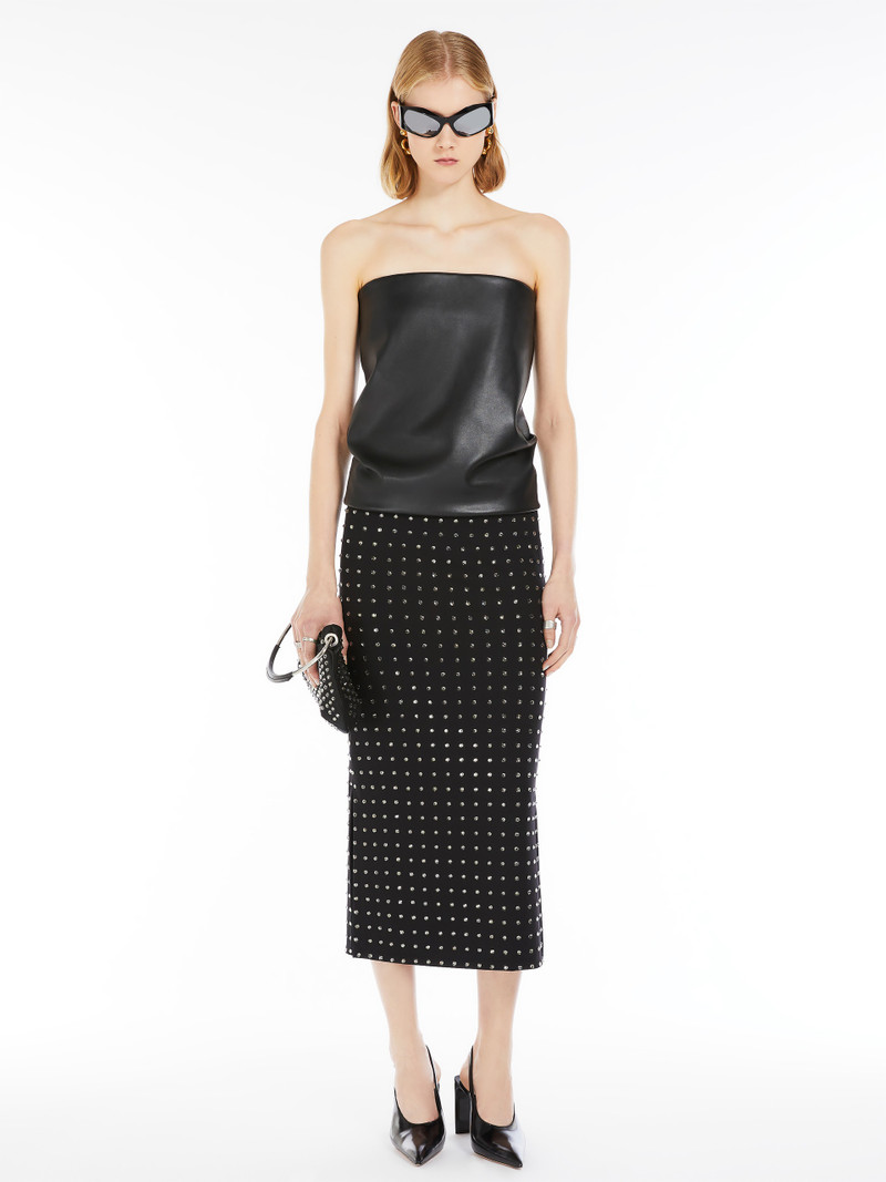 Sportmax NOME Scuba jersey skirt with rhinestones outlook