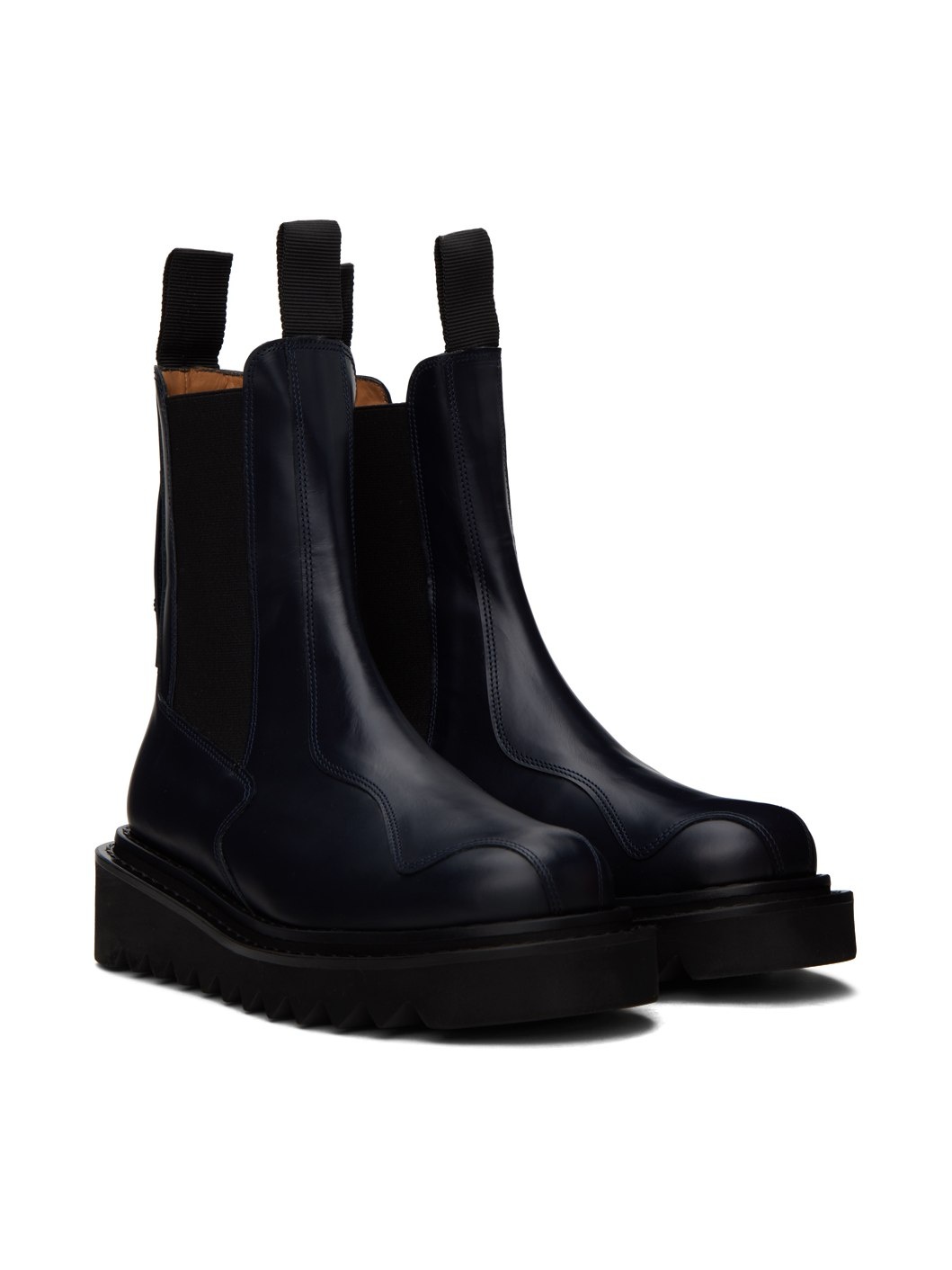 TOGA VIRILIS Navy Graphic Hardware Chelsea Boots | REVERSIBLE