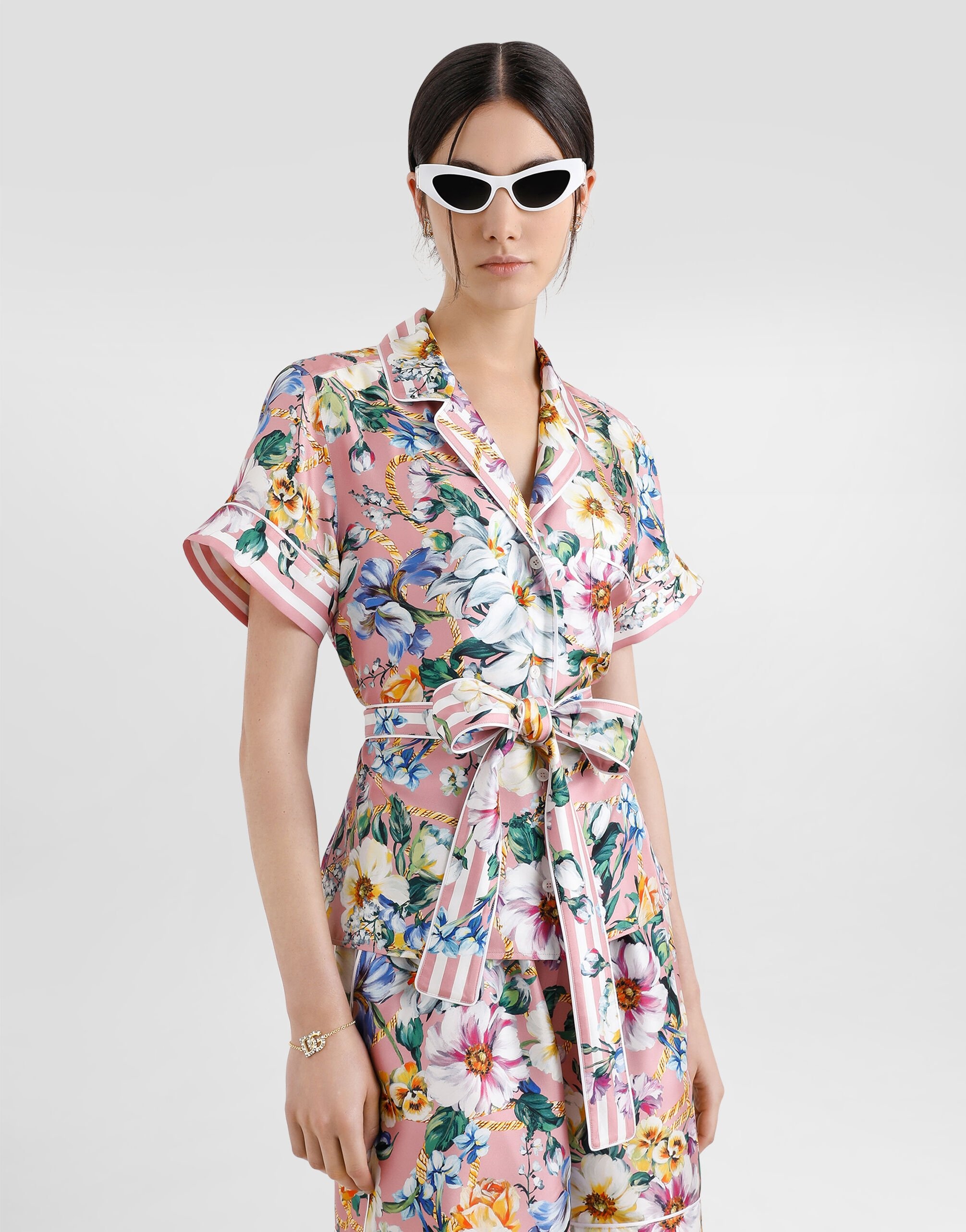 Twill pajama shirt with floral print - 5