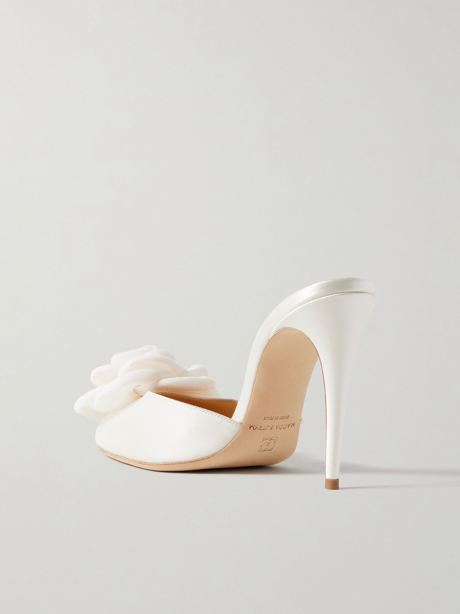 Appliquéd satin mules Ivory - 3