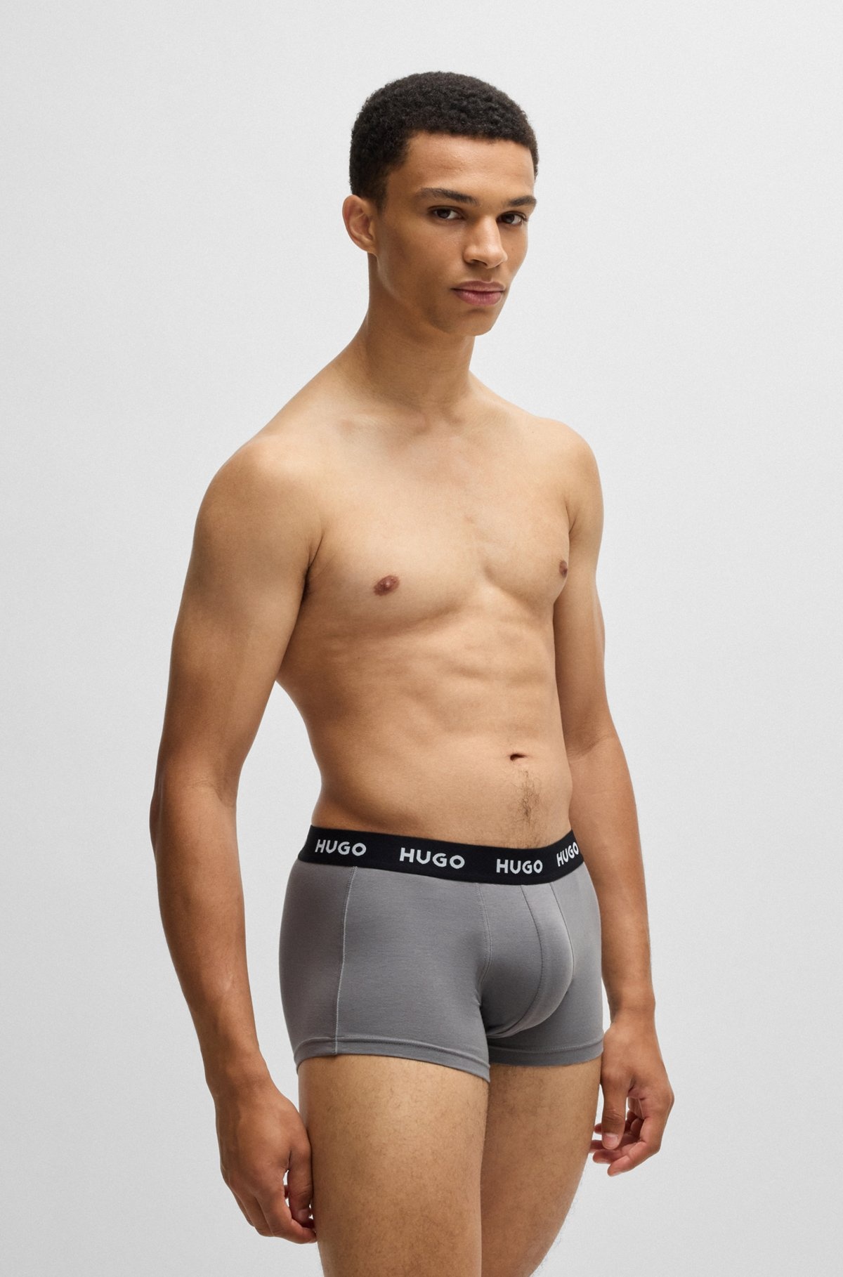 THREE-PACK OF STRETCH-COTTON TRUNKS WITH LOGO WAISTBANDS - 7