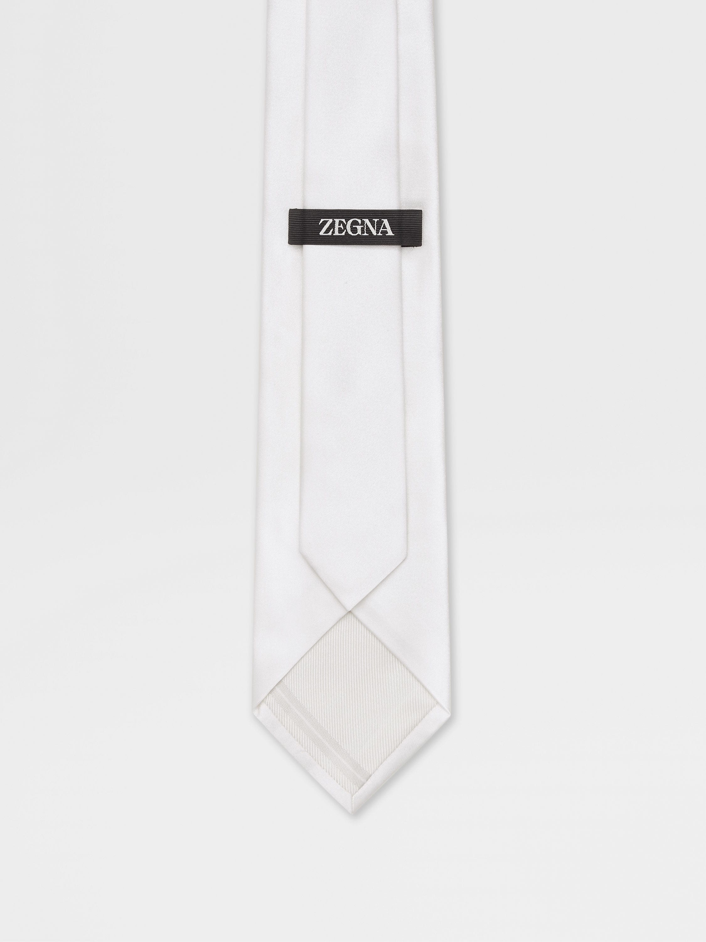 WHITE SILK TIE - 3