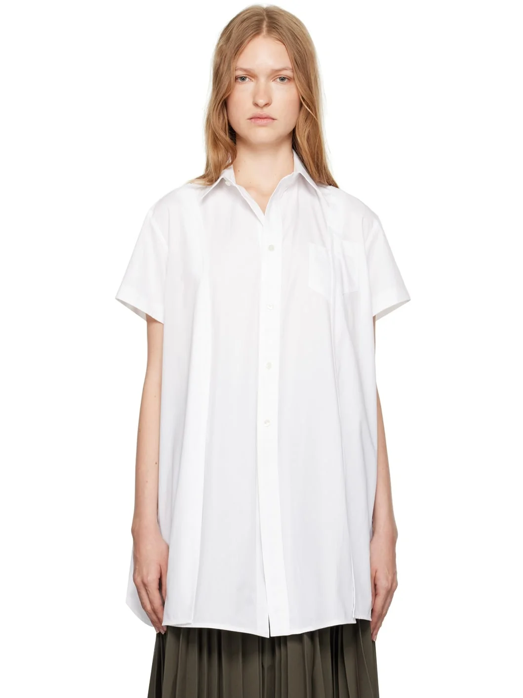 White Paneled Shirt - 1