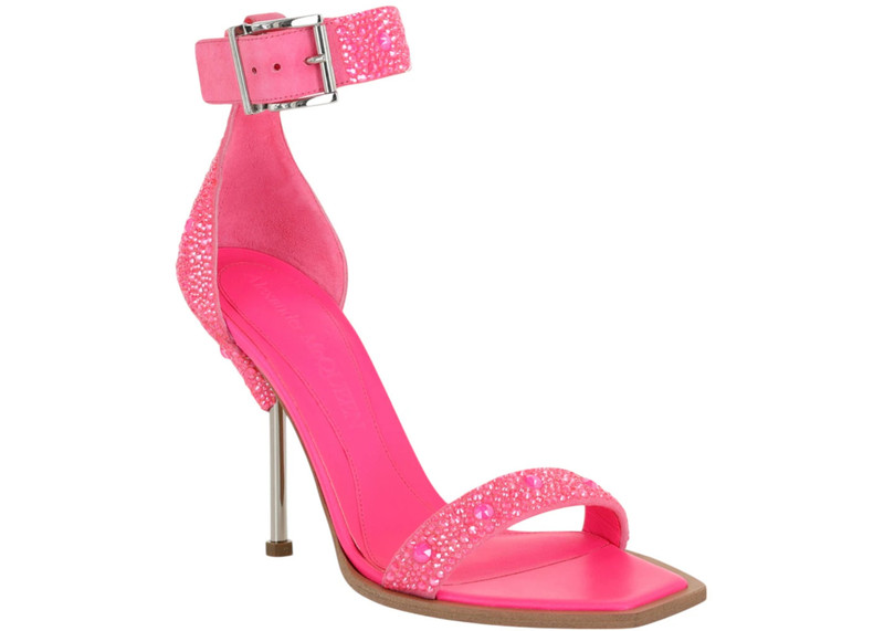 Alexander McQueen Alexander McQueen Crystal Embellished Heel Sandals Pink Silver (Women's) outlook