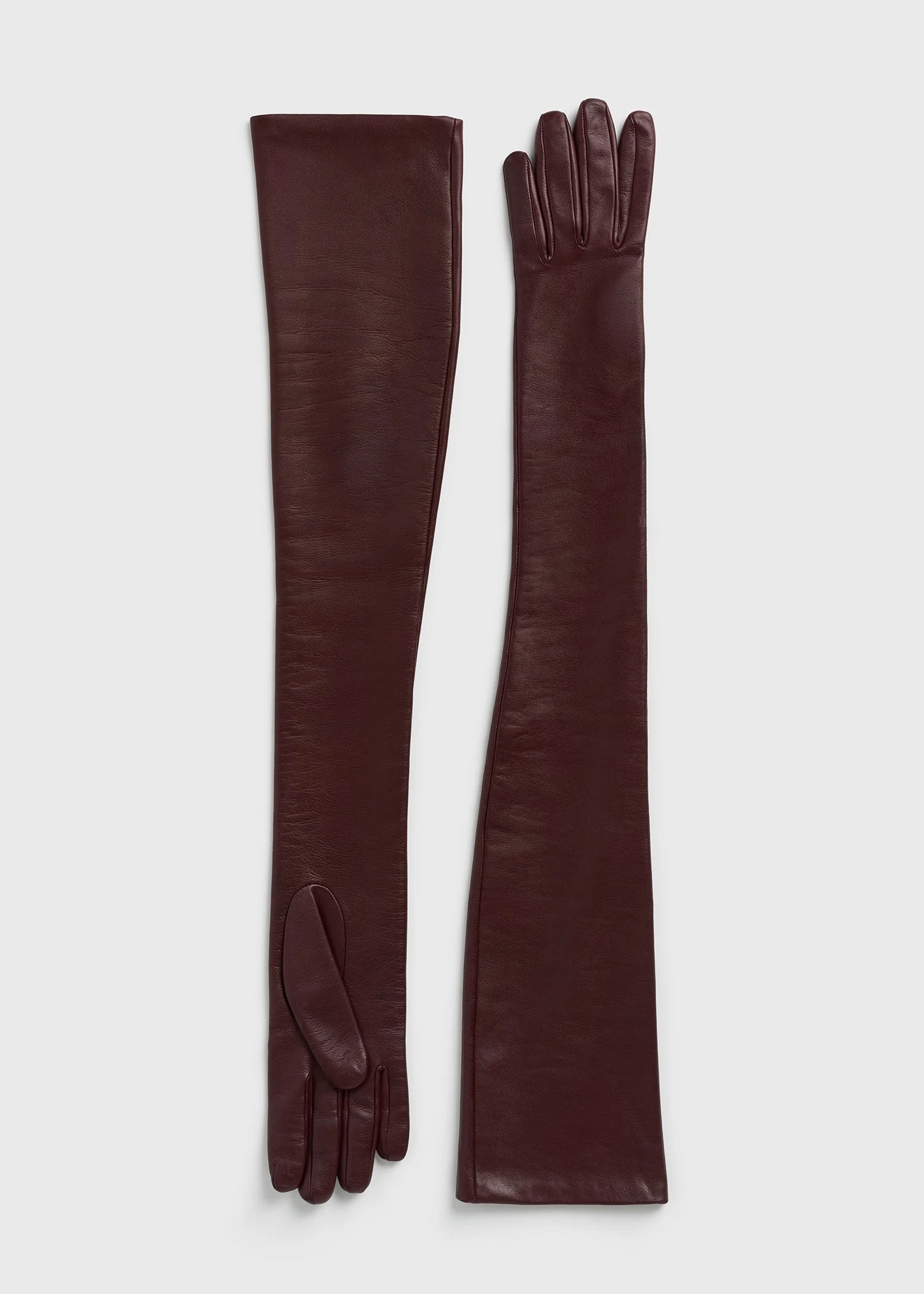 Extra-long leather gloves bordeaux - 1