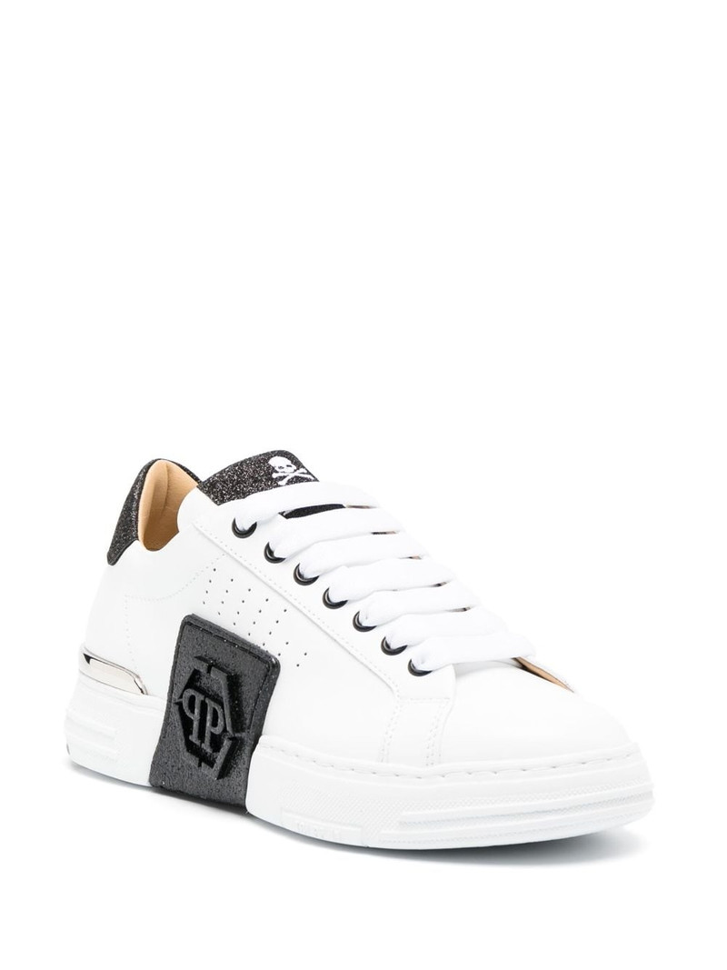 PHILIPP PLEIN Glitter Lo-Top leather sneakers outlook