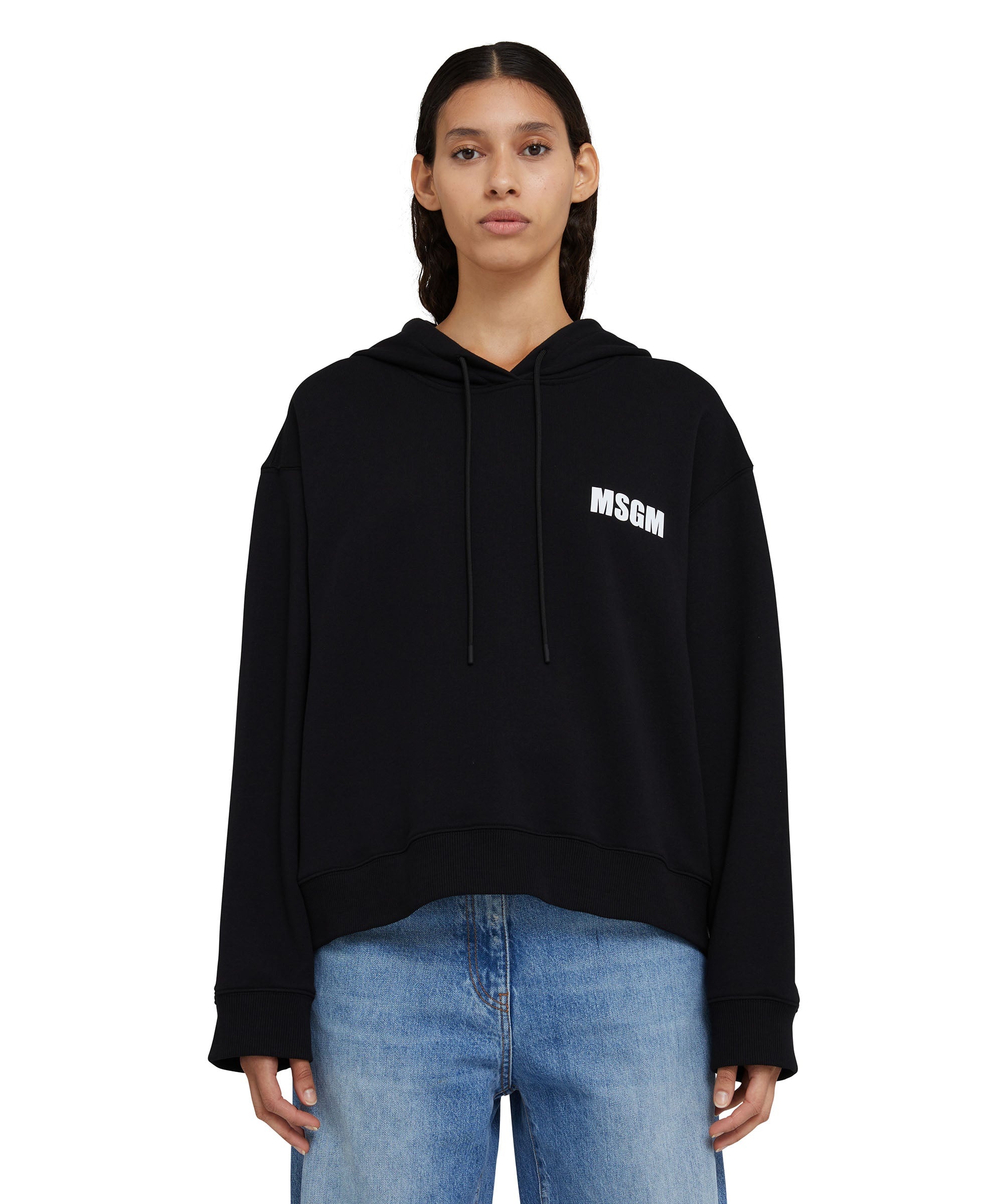 Cotton hooded sweatshirt with logo and quote - 4