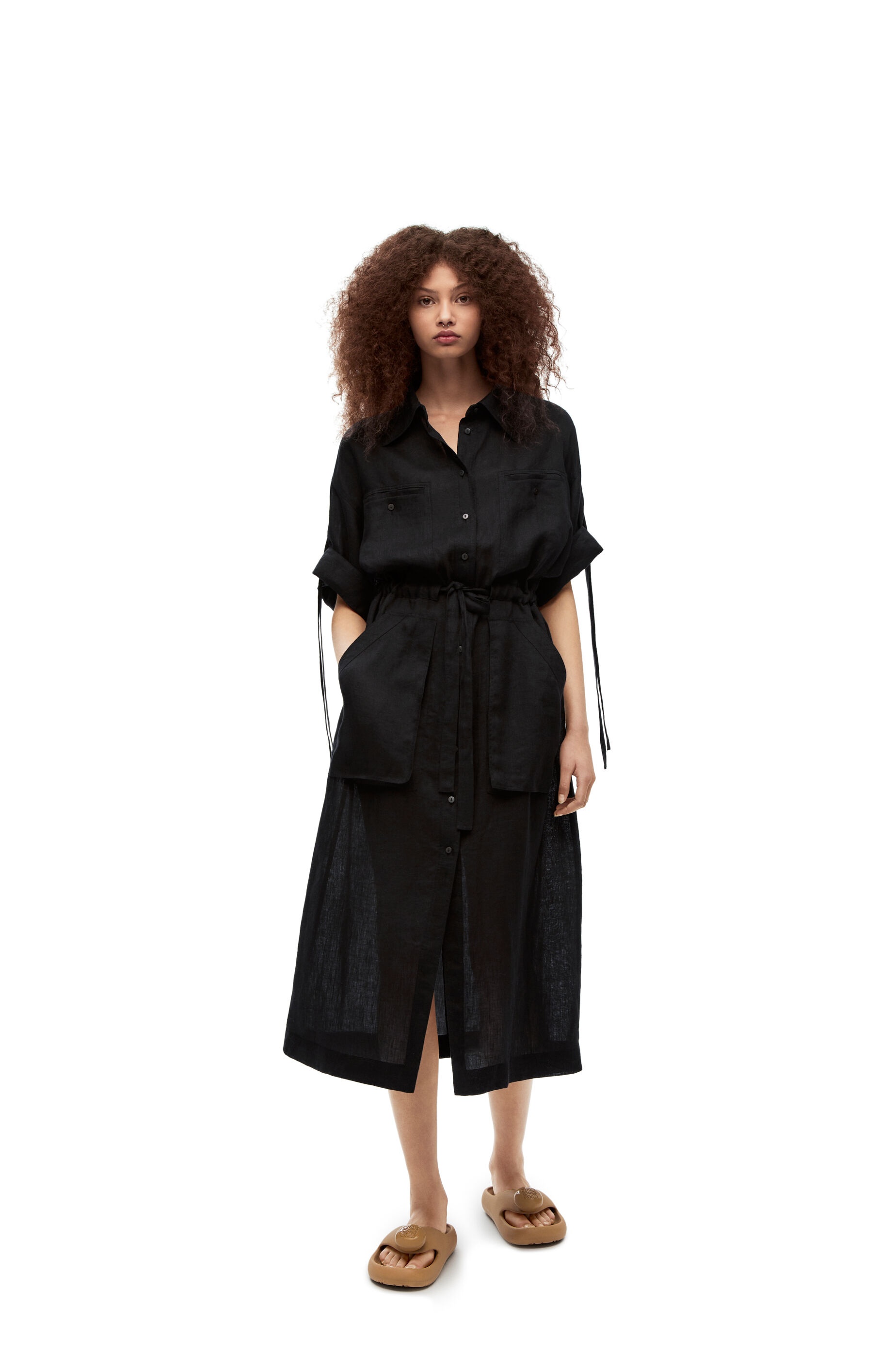 Workwear midi dress in linen - 3