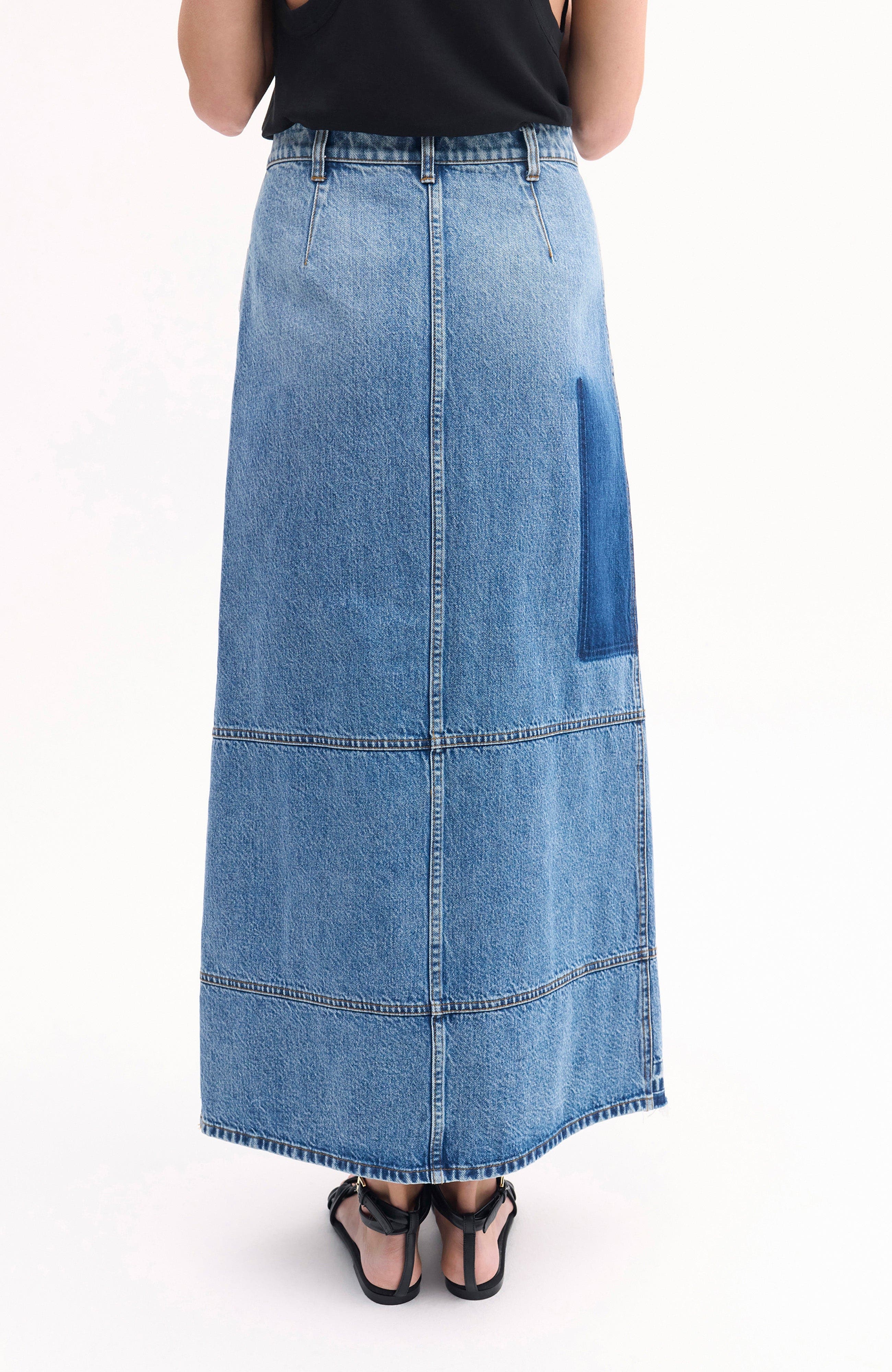 CO Patchwork Maxi Skirt in Denim in Indigo at Nordstrom - 3