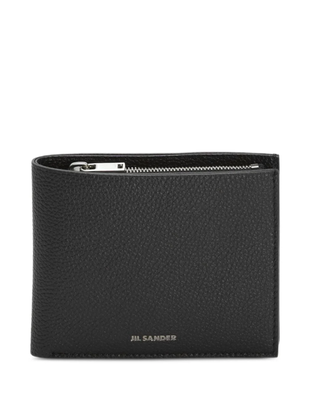 Grained embossed logo leather wallet - 1