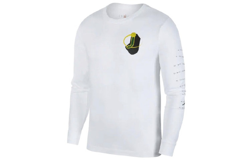 Air Jordan Legacy AJ10 Alphabet Logo Printing Long Sleeves White CT0736-100 - 1