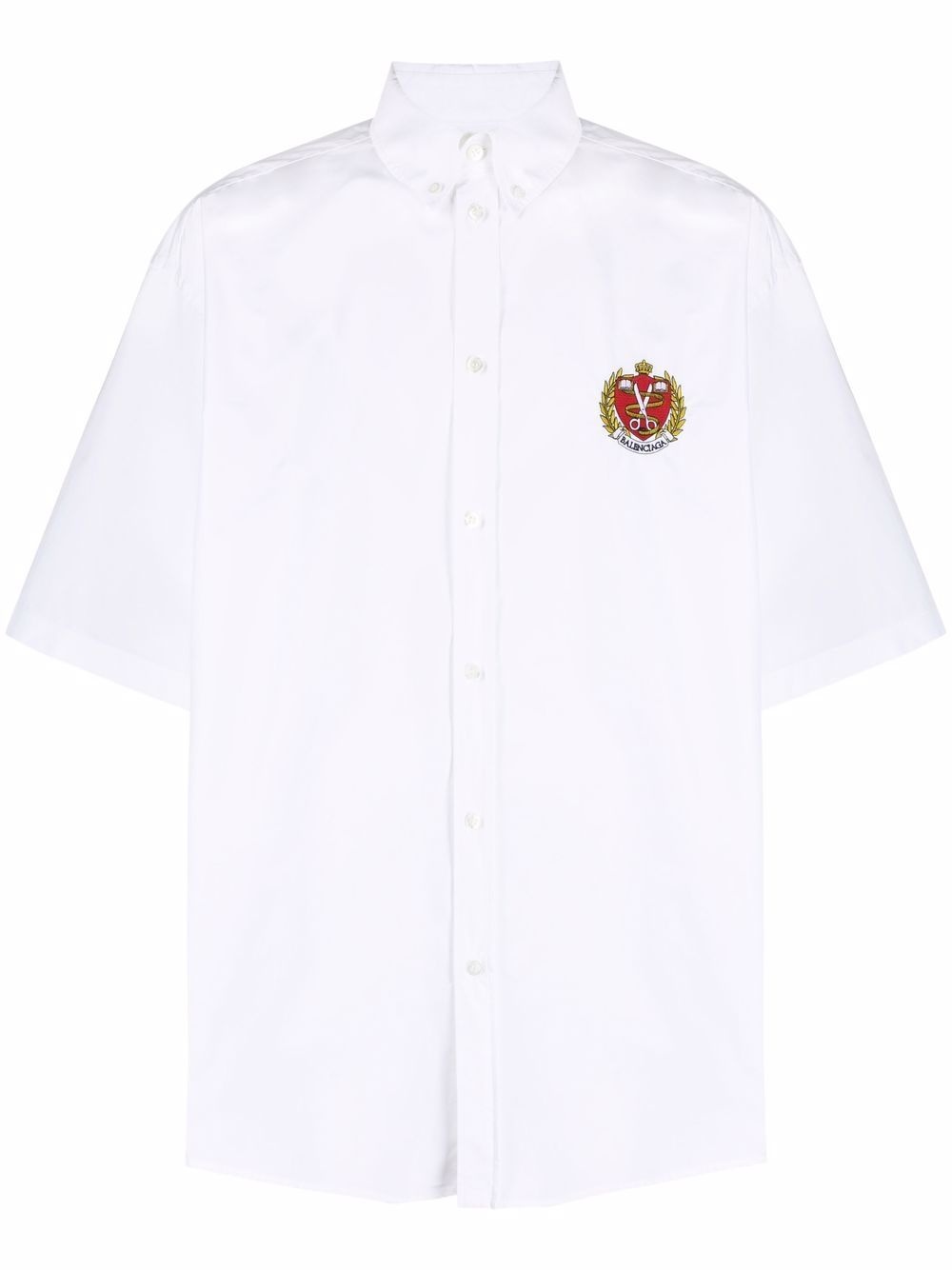 logo-embroidered button-down shirt - 1