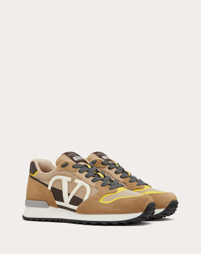 Valentino VLOGO PACE LOW-TOP SNEAKER IN SPLIT LEATHER, FABRIC AND CALF LEATHER outlook