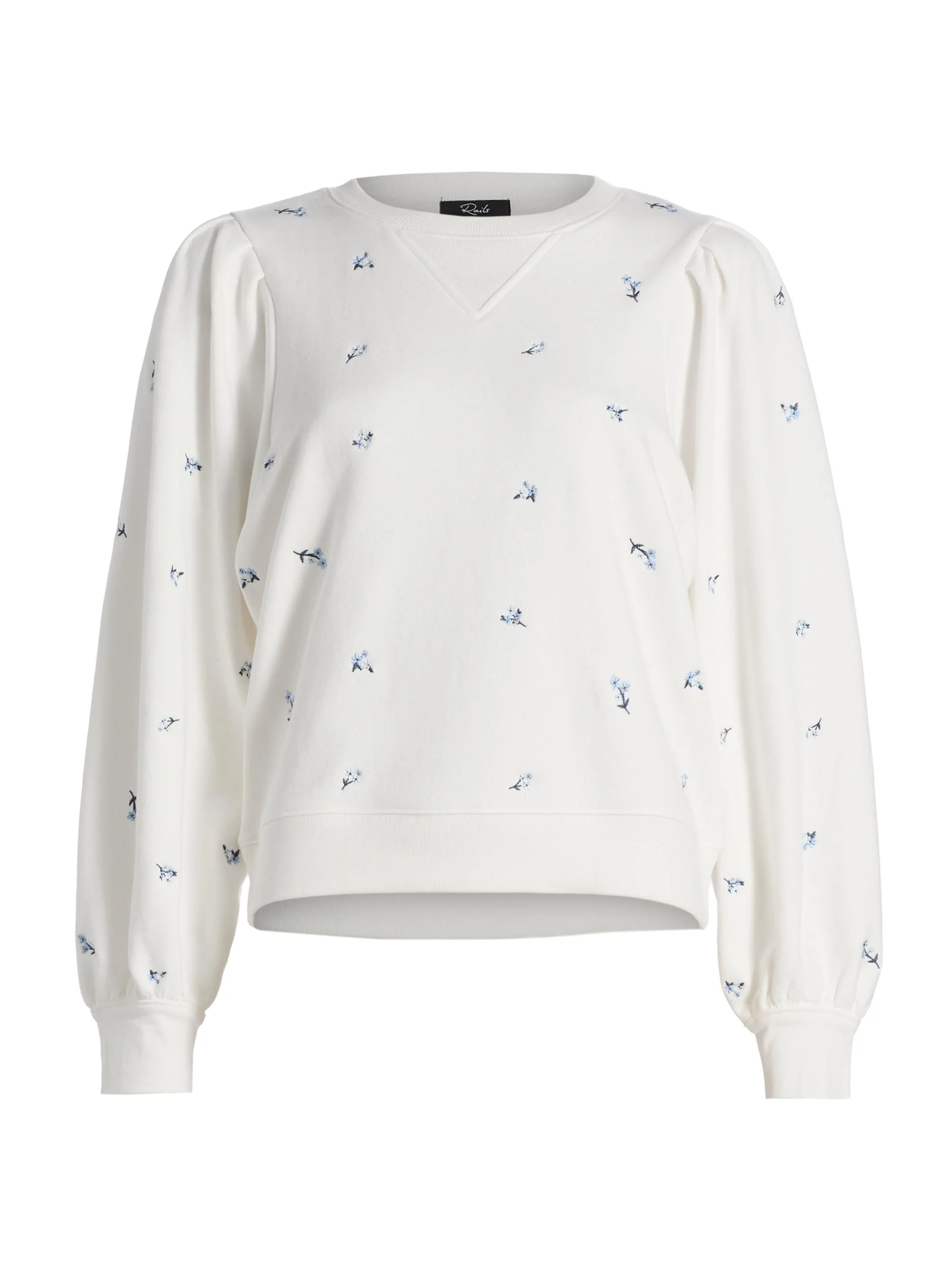 Women's Tiffany Floral-Embroidered Cotton Sweatshirt - Embroidered Blue Iris - 1