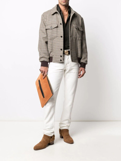 TOM FORD plaid button-collar jersey shirt outlook