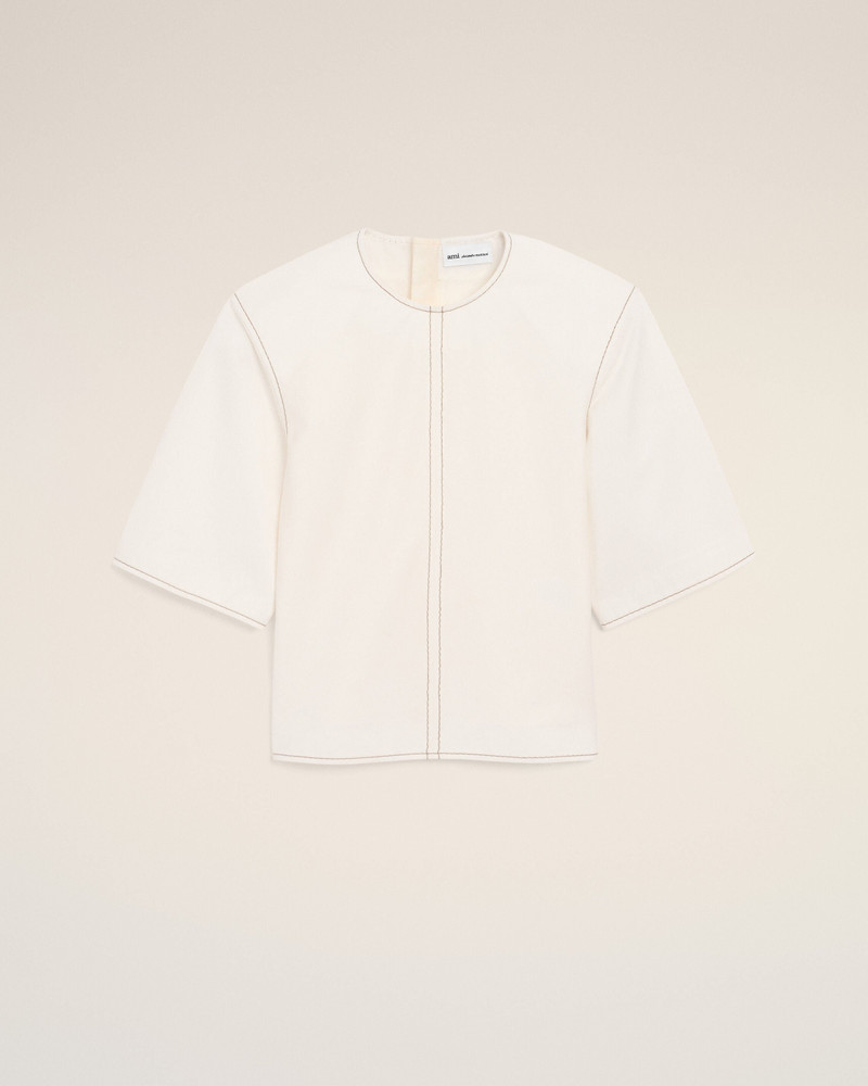 WHITE COTTON SHORT SLEEVES FITTED TOP 1