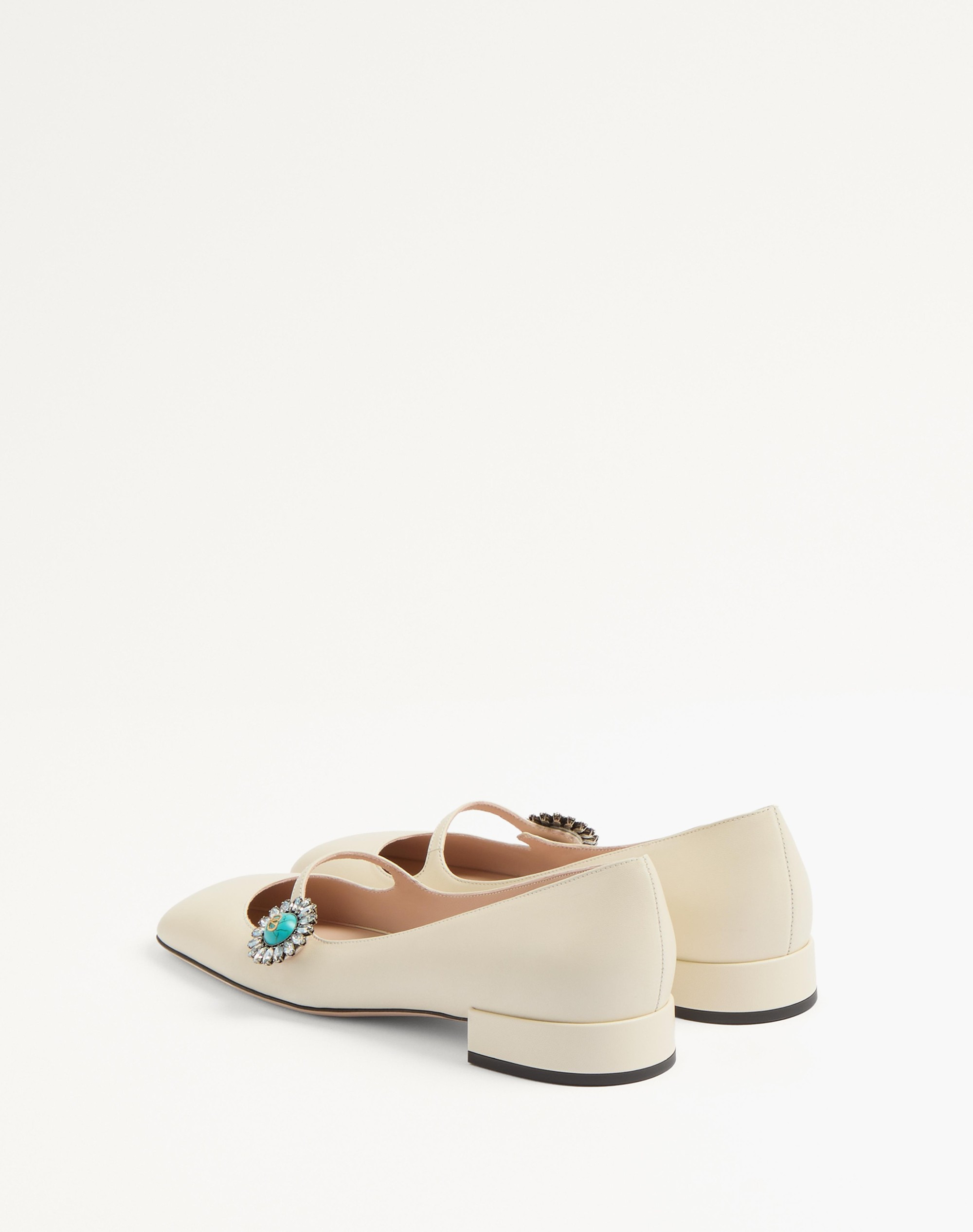 MARY-JANE PRESHOES BALLERINA IN KIDSKIN WITH JEWEL BUTTON 20MM - 5