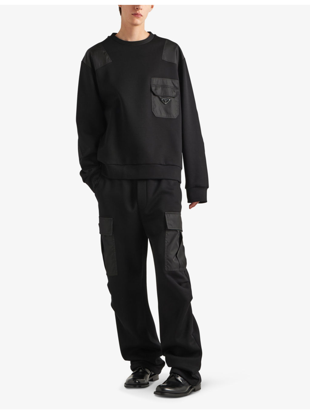 Re-Nylon flap-pocket cotton and recycled-nylon sweatshirt - 2