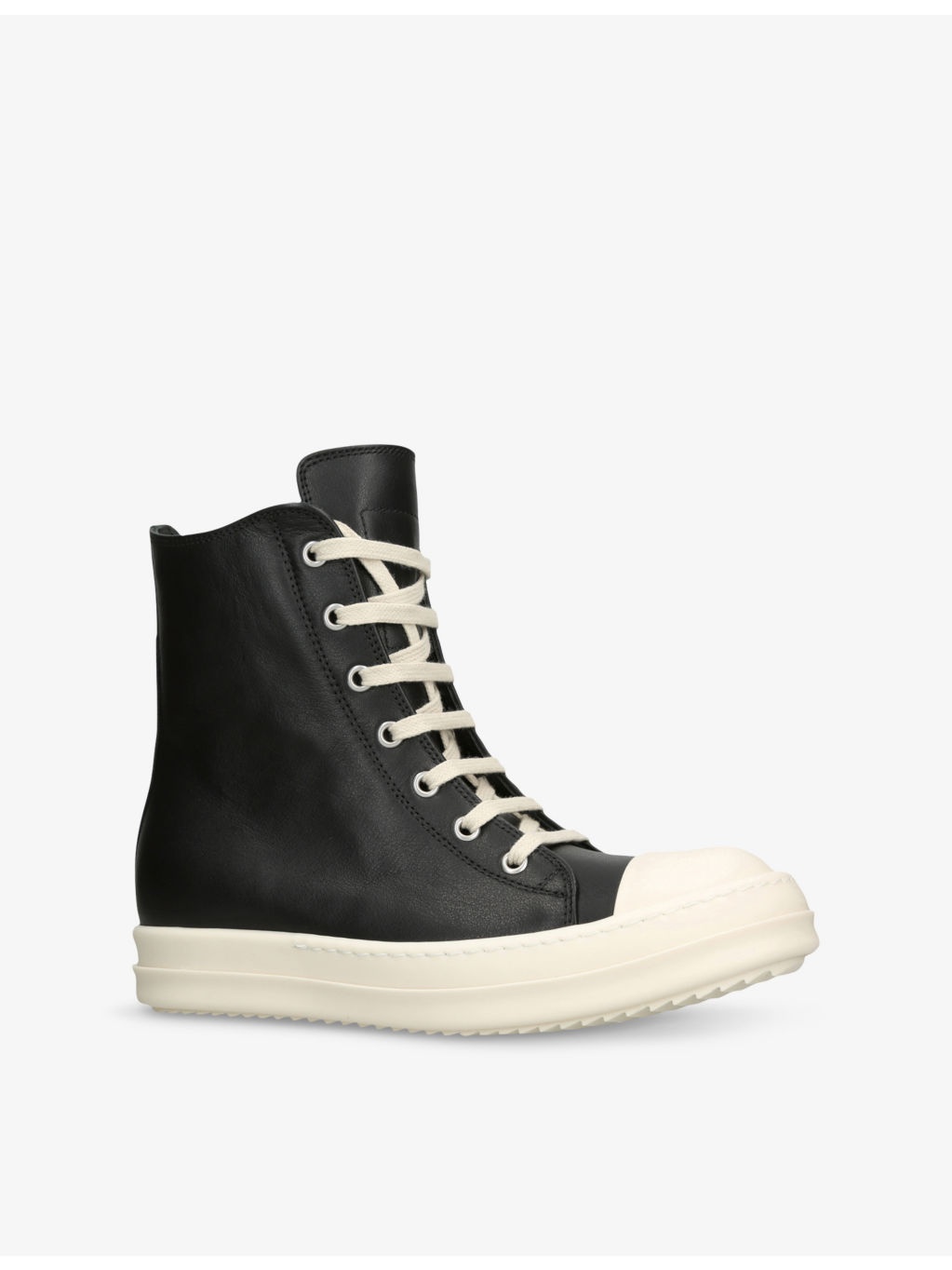 Contrast-Sole Leather High-Top Trainers - 3