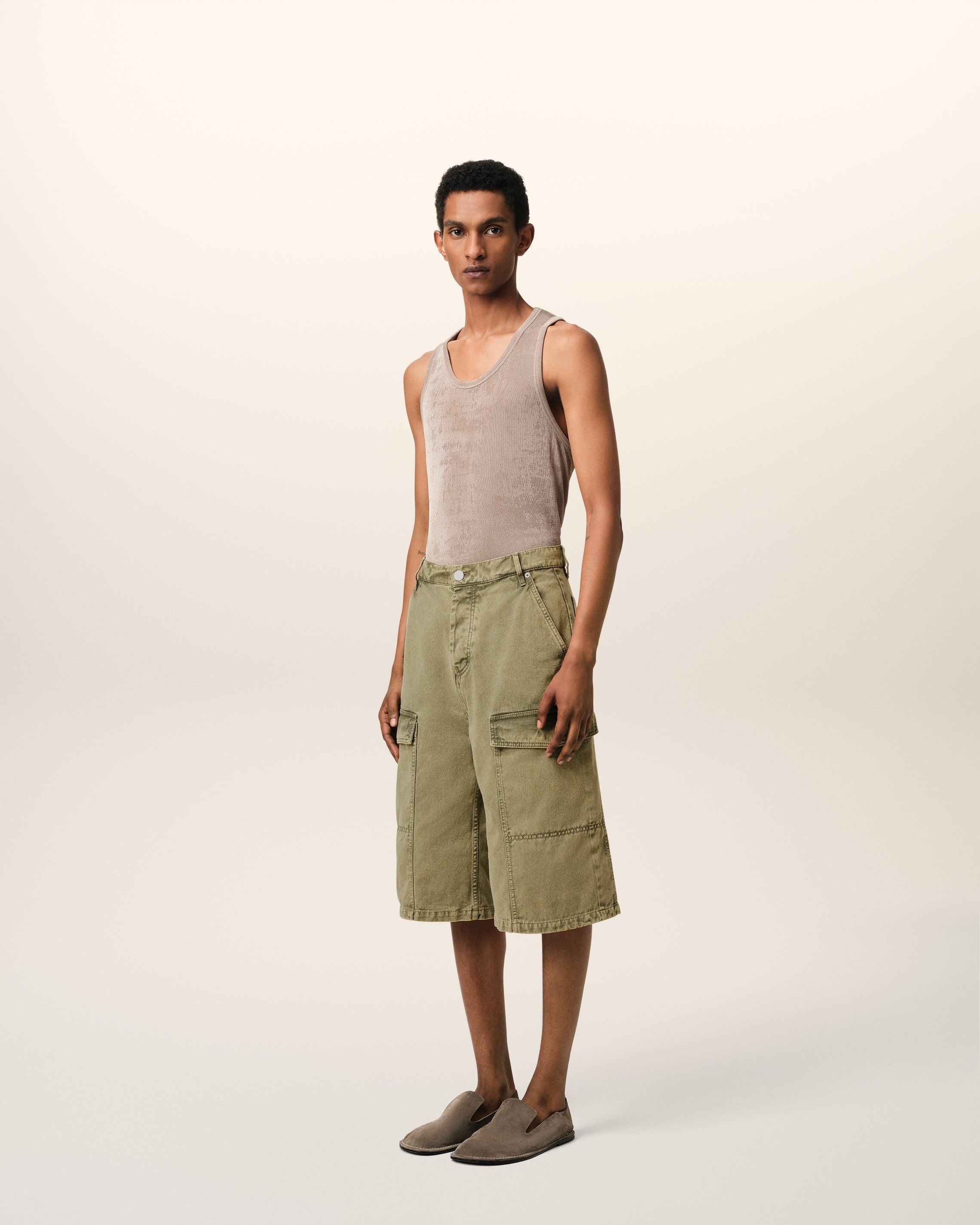 GREEN COTTON WIDE FIT CARGO BERMUDA SHORT - 6