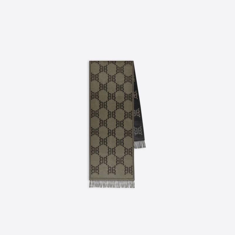 BALENCIAGA Women's Hacker Allover Logo Macro Scarf in Charcoal Grey outlook