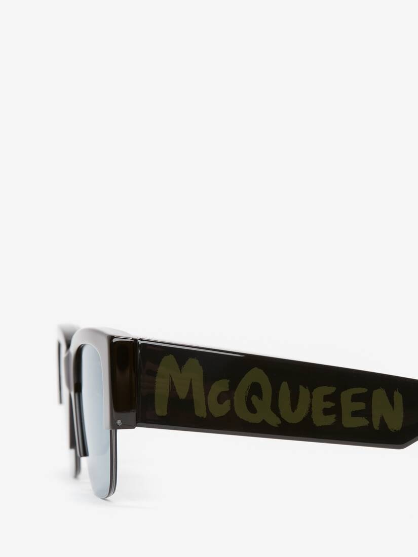 McQueen Graffiti Square Sunglasses in Black/green - 4