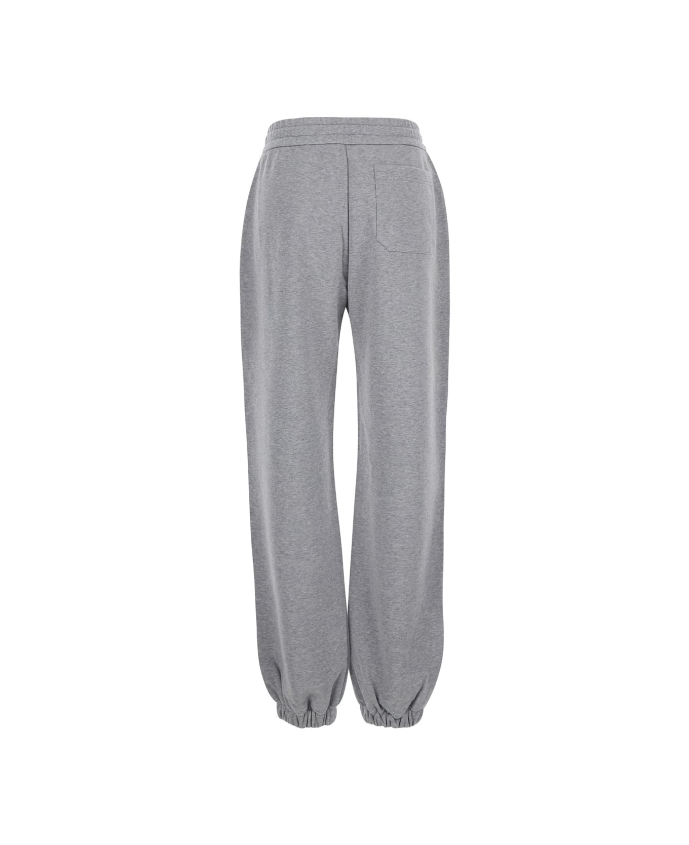 Grey Jogger Pants With Drawstring In Cotton Woman - 2