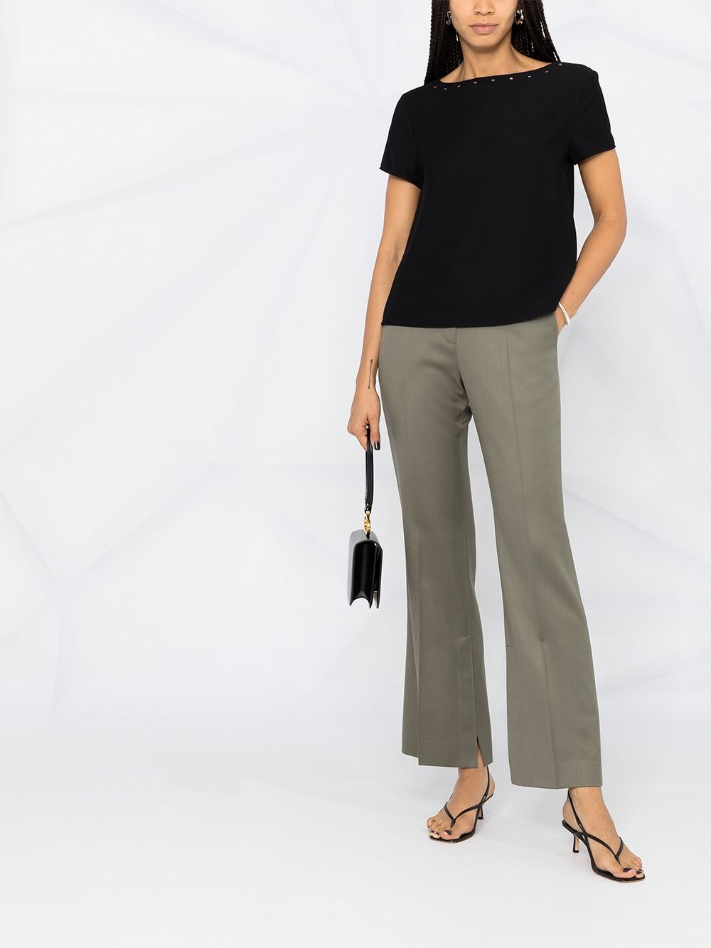 studded boat neck T-shirt - 2