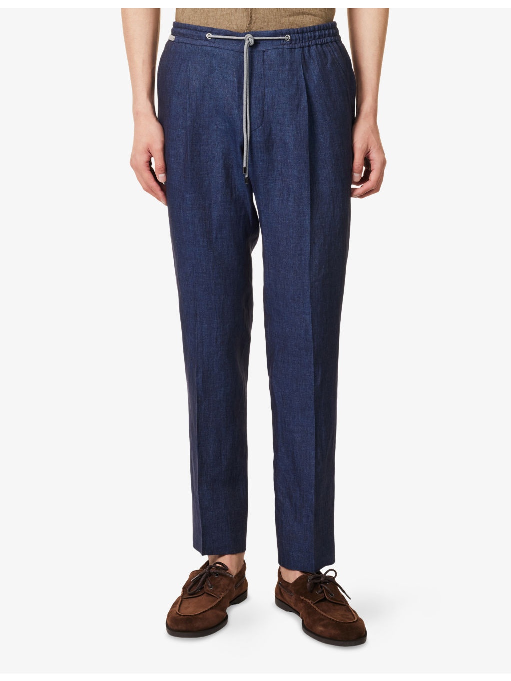 Straight-Leg Drawstring Linen Trousers - 3