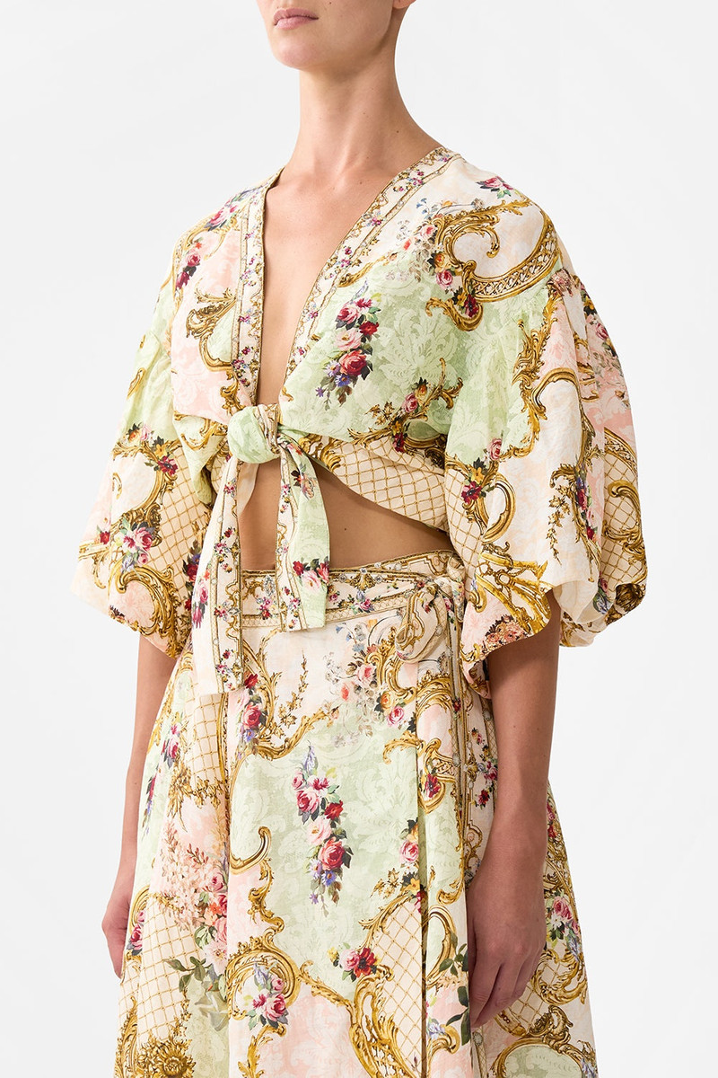 TIE FRONT PUFF SLEEVE TOP 5