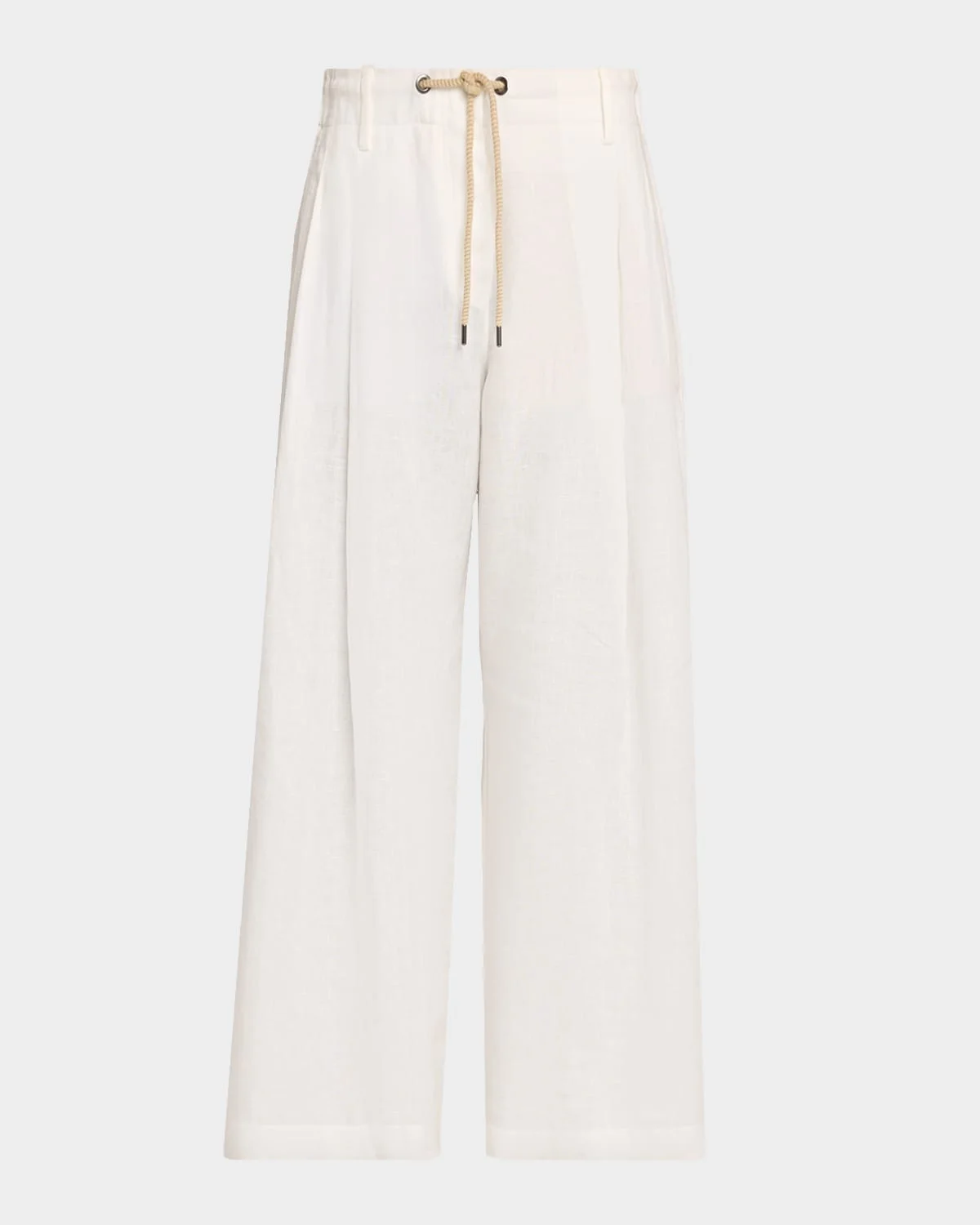 Drawstring Wide-Leg Linen-Blend Pants - 1