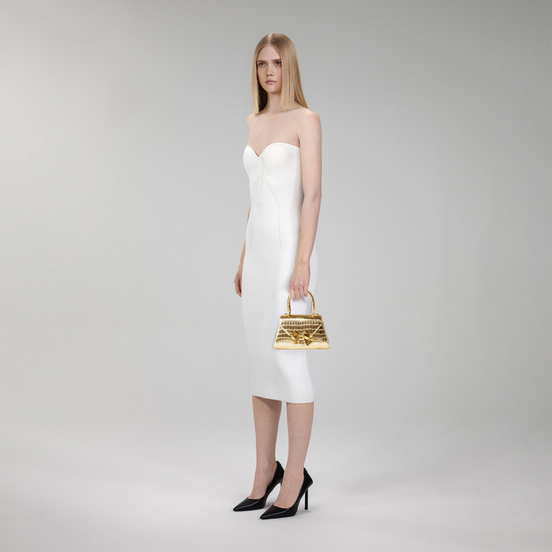 self-portrait Gold Croc Bow Mini Envelope Bag outlook