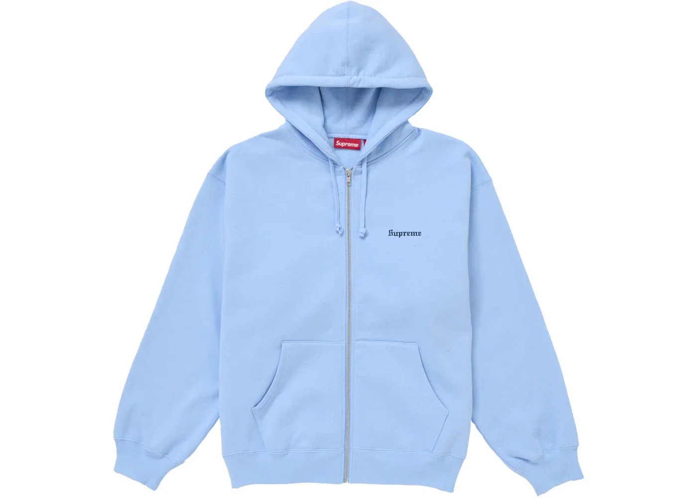 Supreme Crest Zip Up Hooded Sweatshirt Light Blue - 1