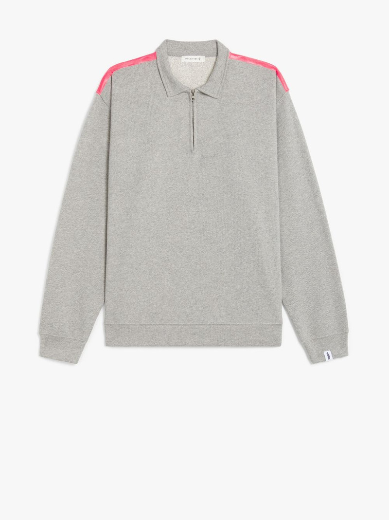 GREY X PINK COTTON ZIP FRONT SWEATSHIRT | GJF-300 1
