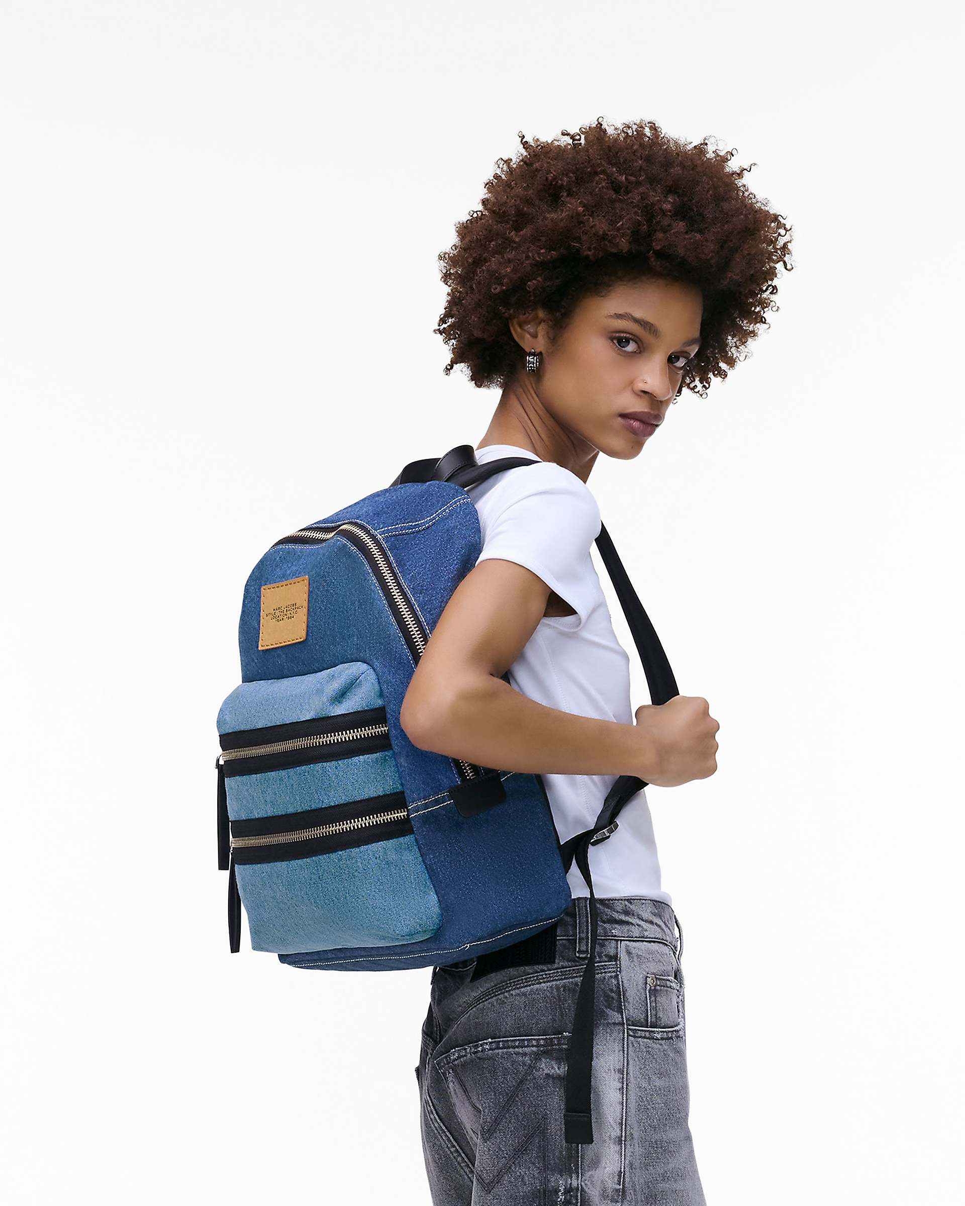 THE BIKER COLORBLOCK DENIM LARGE BACKPACK - 2