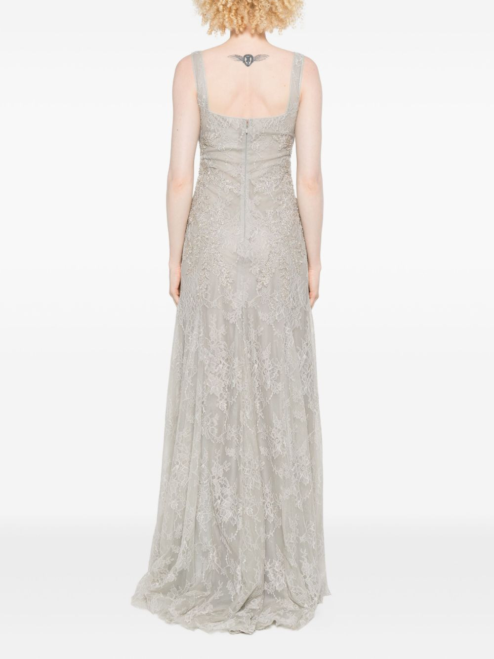 lace-embellished sleeveless maxi dress - 4