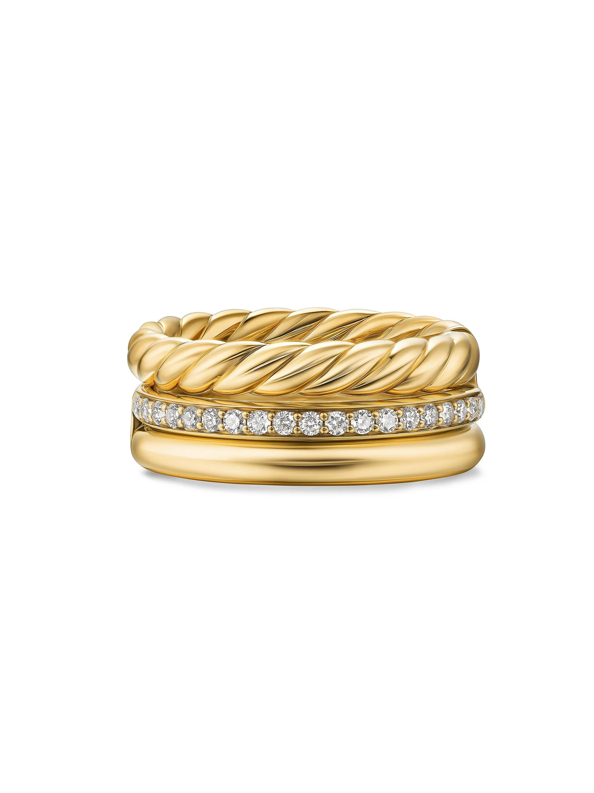 Women's DY Mercer Three Row Ring in 18K Yellow Gold - Gold - 1