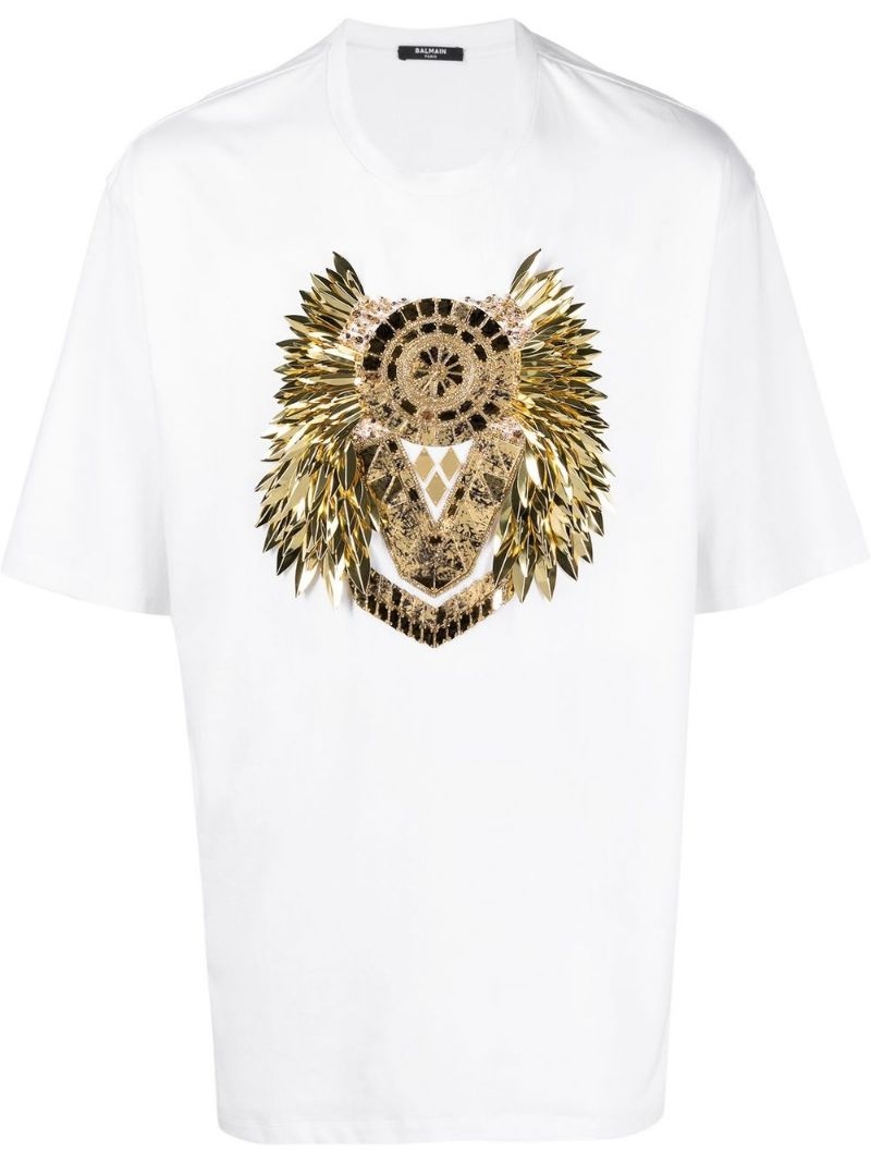 crystal-embellished cotton T-shirt - 1