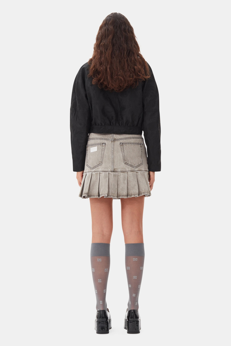 GREY FUTURE DENIM PLEATED MINI SKIRT 4